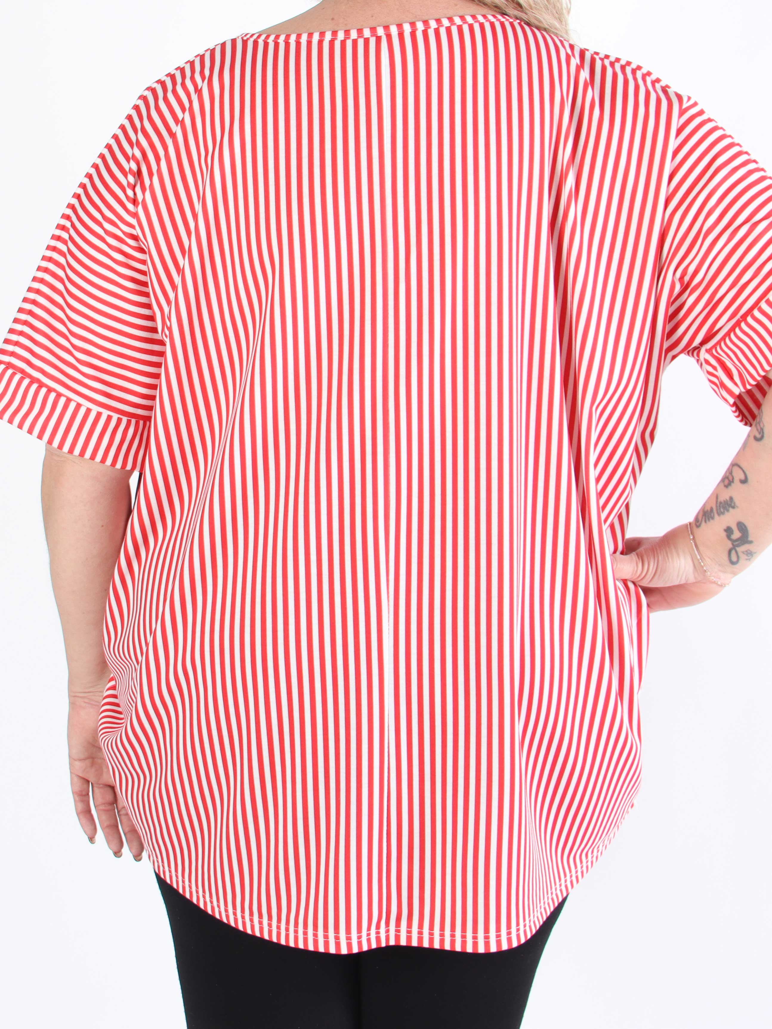 Mintu Stripe - Stribet plus size t-shirt med glittrende similisten